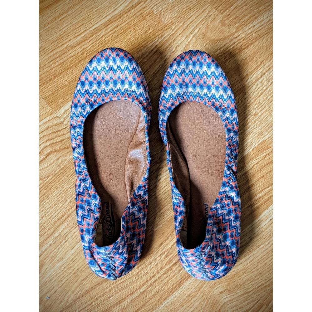 🍀LUCKY BRAND Patterned Canvas Stretchy Flats